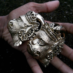 wanara brass ear weight, hanuman plugs piercing designed by Toniksujana