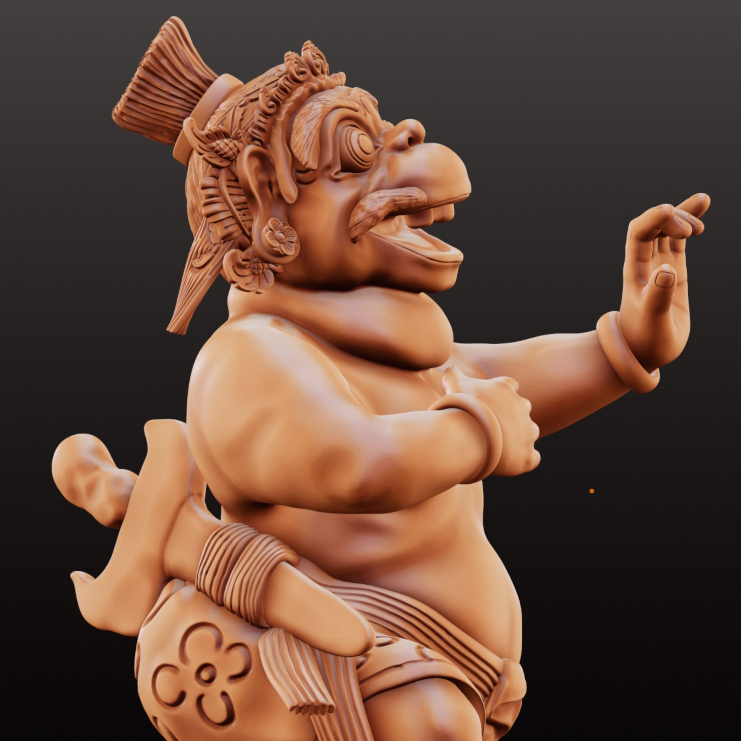 Delem - Balinese Wayang Kulit Punakawan STL File | Digital Download - Image 4