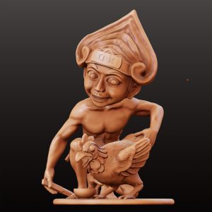 Nang Kocong Catching Sacred Chicken : Balinese 3D Model (STL File)